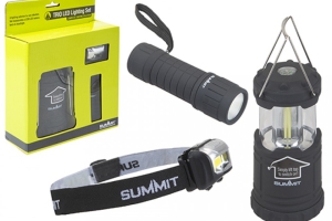 Summit Trio COB LED Lighting Set Lumens: lantern 600, torch 100, headlight 200 IP54 840008